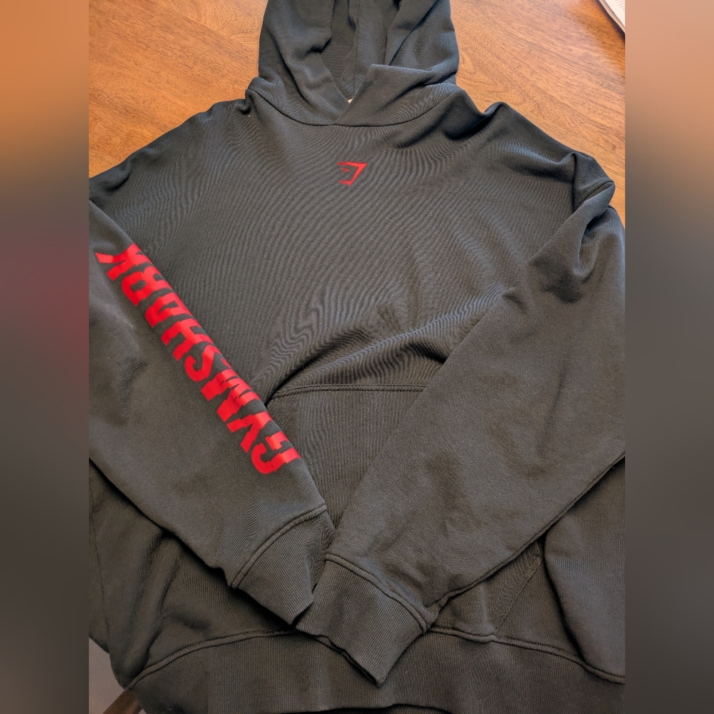 Gymshark Charcoal Hoodie with Crimson Accents